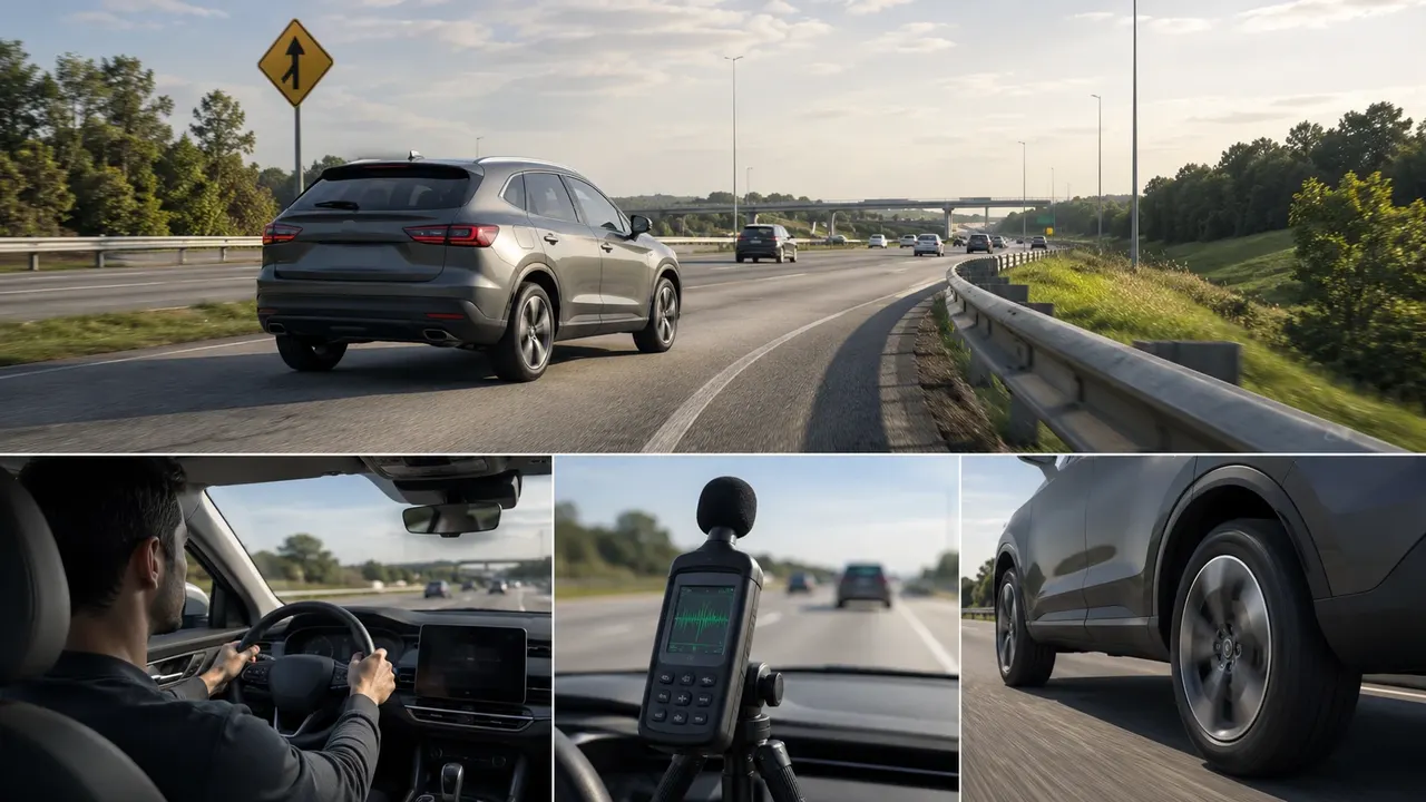 Generic vehicle merging onto a highway during a real-life test