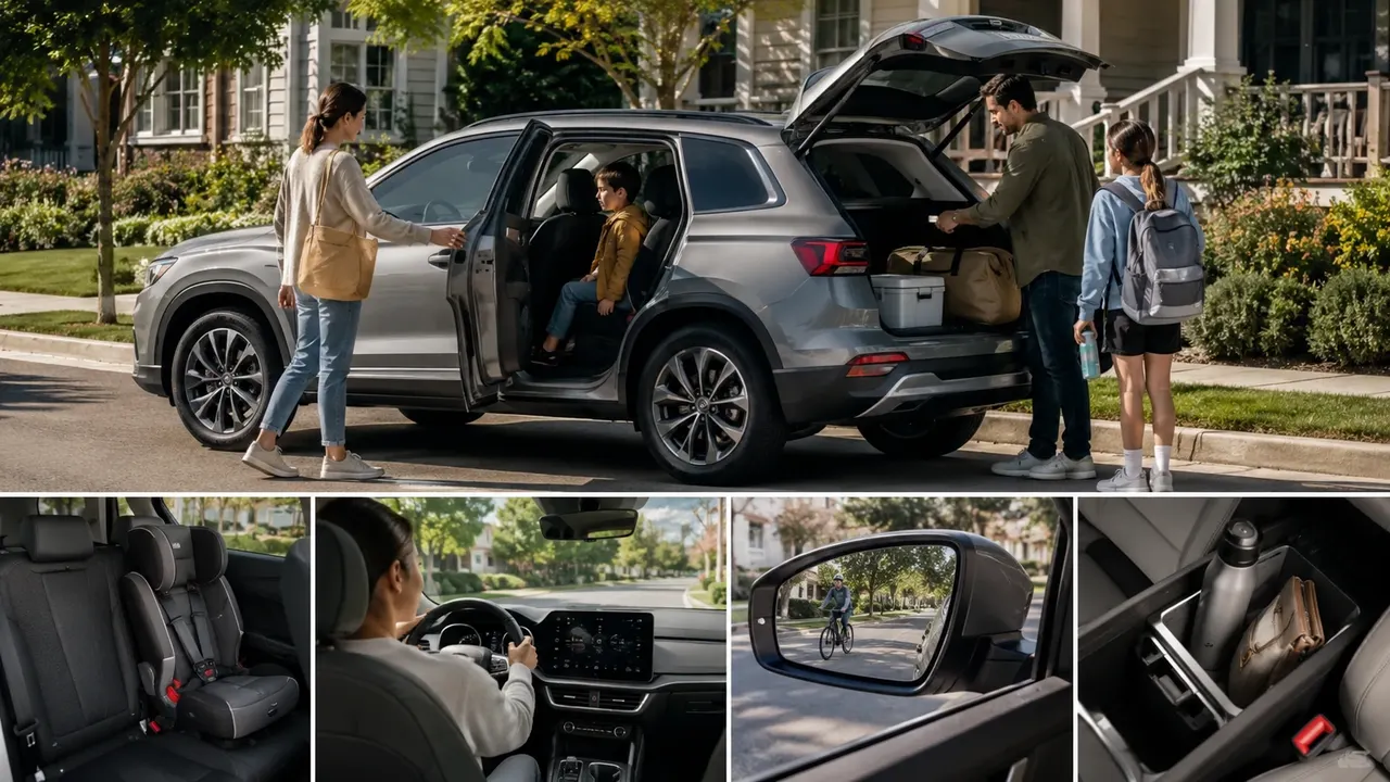 Generic family vehicle loaded with real cargo for a practical fit test